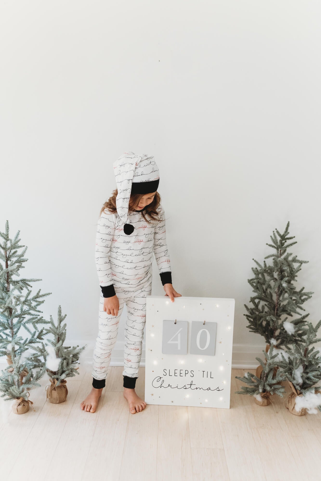 Writing Reindeer - Kids' Organic Holiday PJ & Cap Set