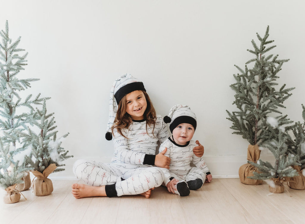Writing Reindeer - Kids' Organic Holiday PJ & Cap Set