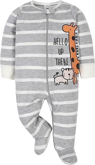Baby Boy Footed Sleeper — Grey Giraffe