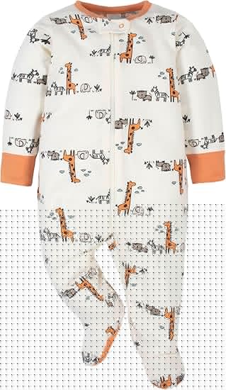 Baby Boy Footed Sleeper — Ivory Safari
