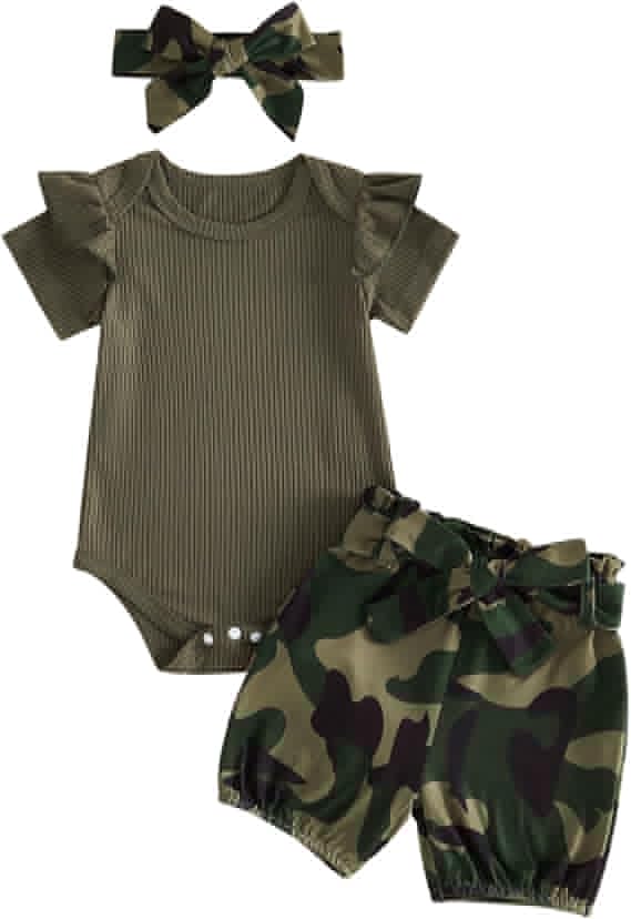 Baby Girl 3-Piece Set — Army Camo