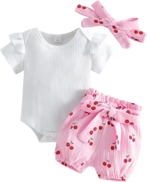 Baby Girl 3-Piece Set — Pink Cherry