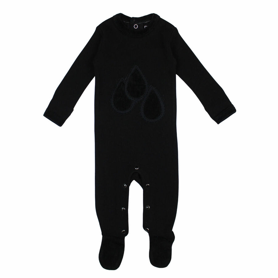 Organic Velveteen Graphic Footie — Black