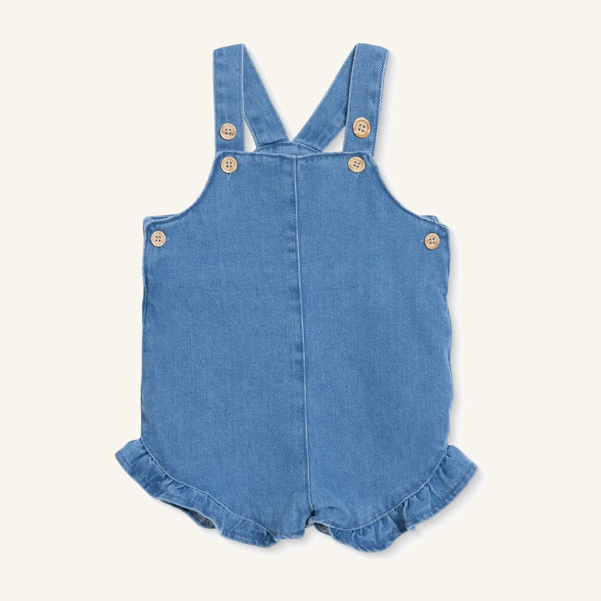 Baby Girl Denim Romper — Ruffle Hem