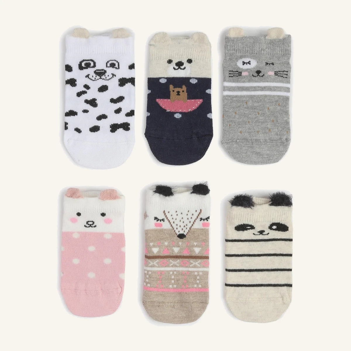 Baby Socks — Animal Faces 6-Pack