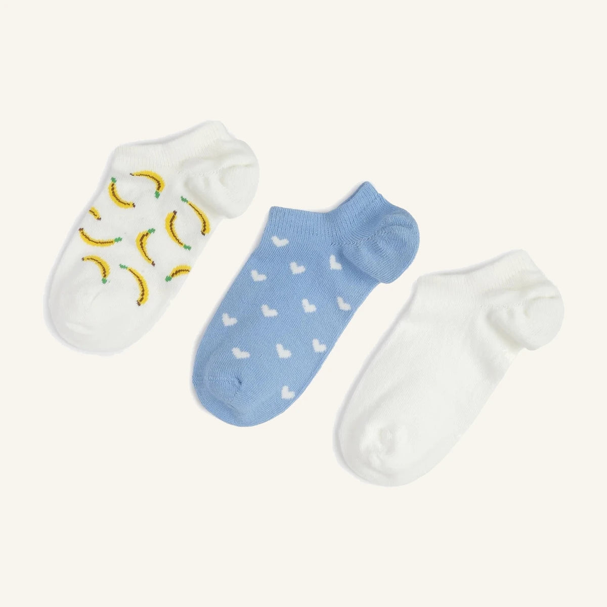 Baby Girl Socks — Banana & Hearts 3-Pack